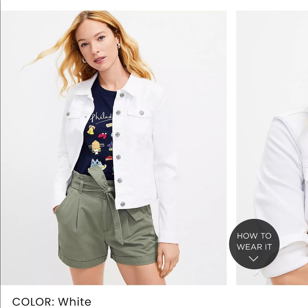 Loft white denim jean jacket